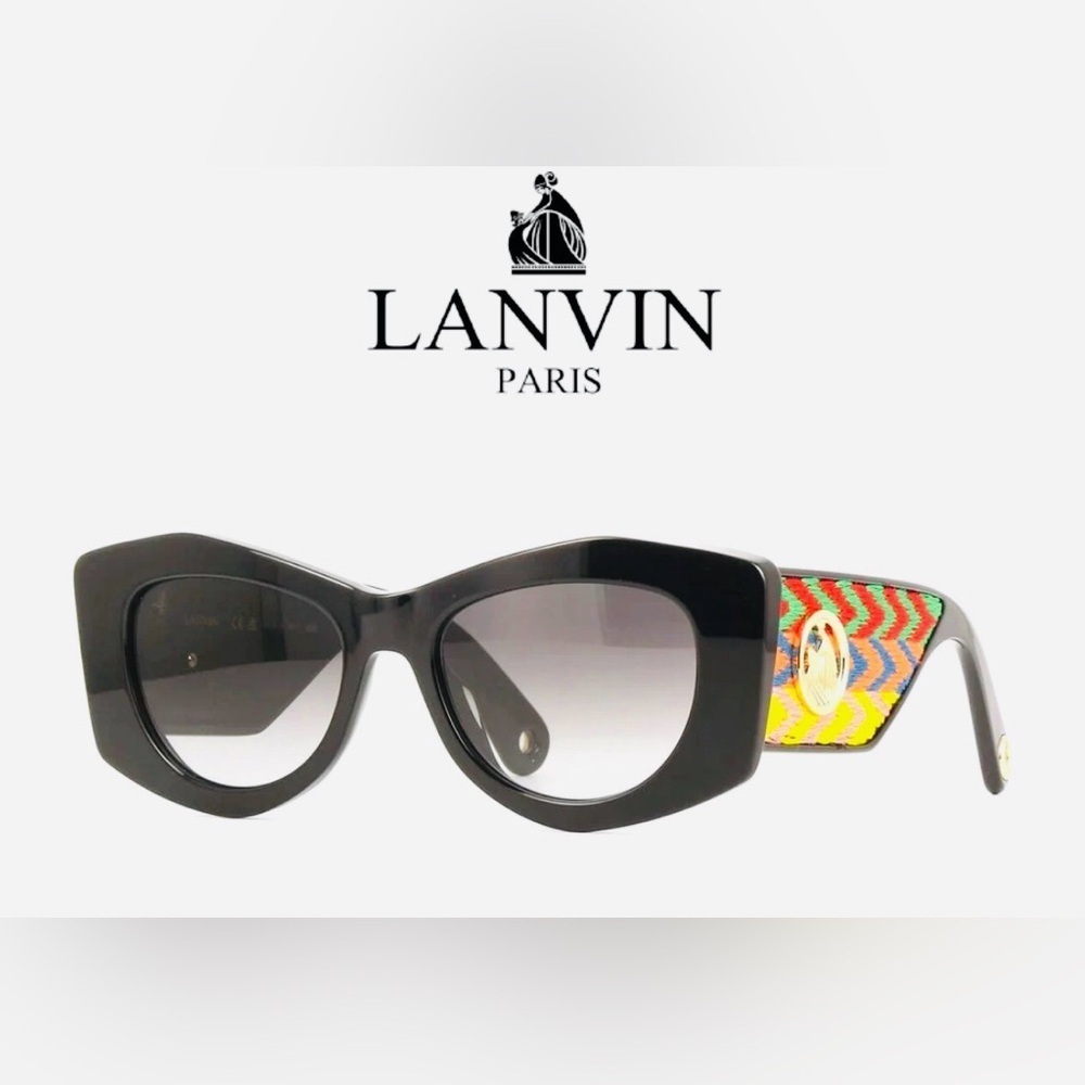 Lanvin Mother & Child 52mm Butterfly Sunglasses – Black Multicolored w/Case